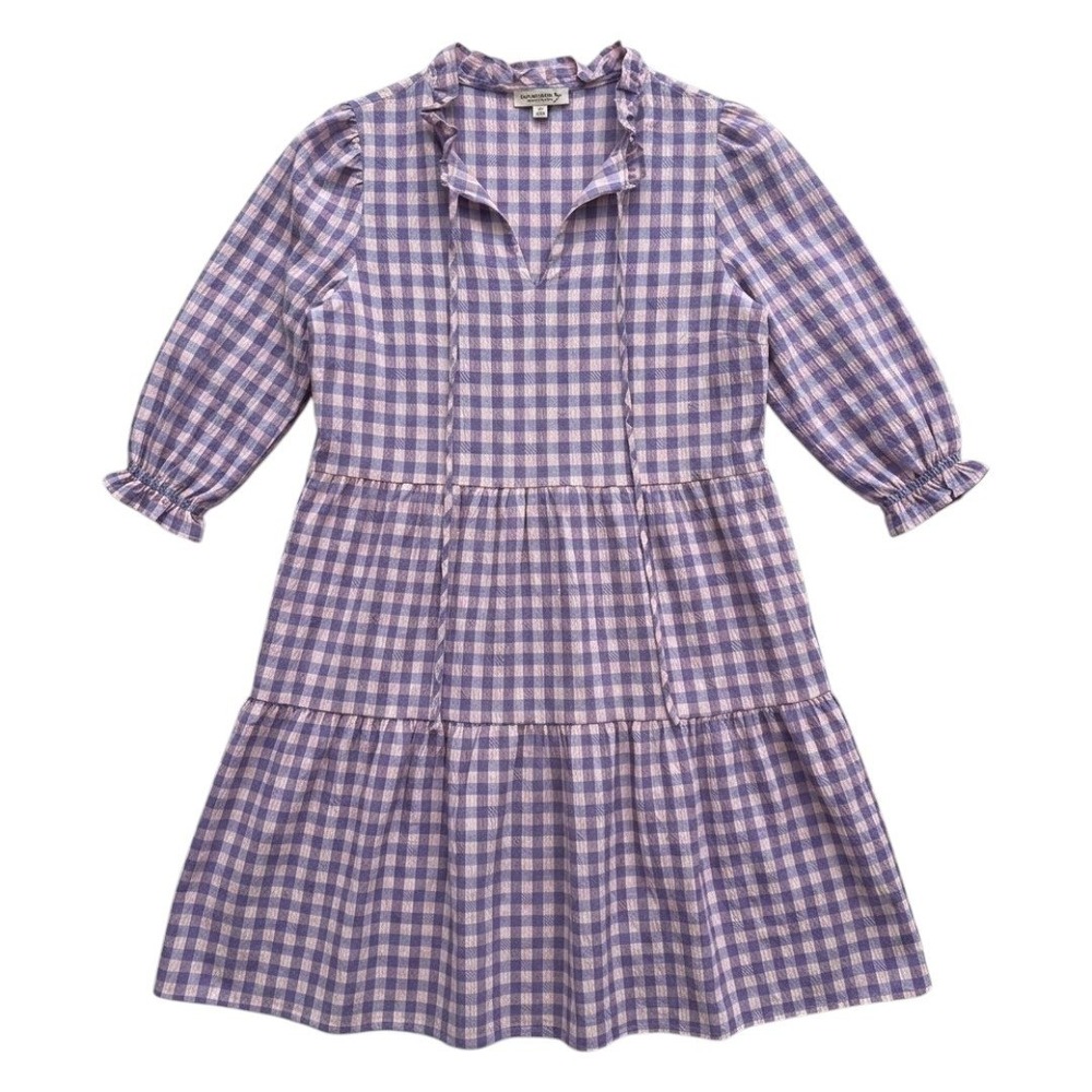 Purple Pink‎ Gingham Midi Dress Size 6 Summer Spring Loose Flowy